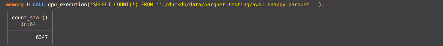 Count * on Parquet file - GPU
